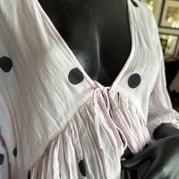 Light pink tie front jacket with black dots - Picture 2 of 8